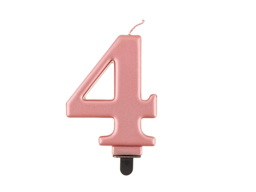 Metallic number candle rose gold - 4 - four