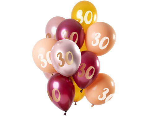 Set of balloons for thirtieth birthday pink and gold - 30 cm - 12 pcs.