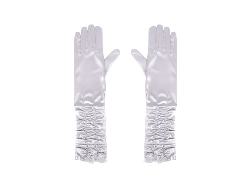 Rękawiczki karnawałowe srebrne długie - 42 cm