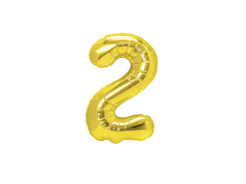 Balon foliowy cyfra 2 złota - 40 cm