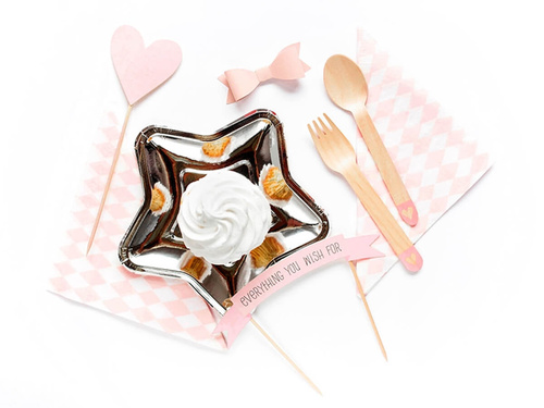 Set of wooden cutlery Hearts of blush pink - 18 pcs.