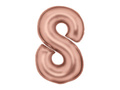 Balon foliowy satynowy cyfra 8 różowe złoto - 86 cm - 1 szt.