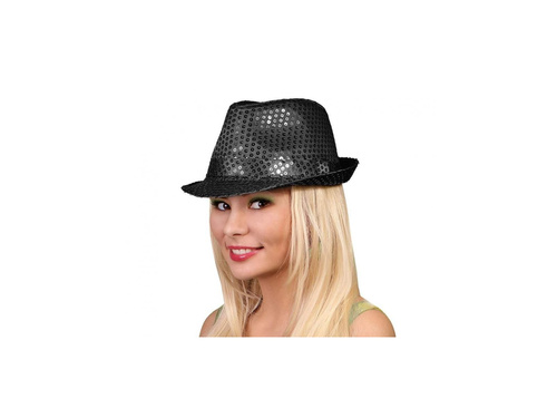 Kapelusz z cekinami czarny - 1 szt.