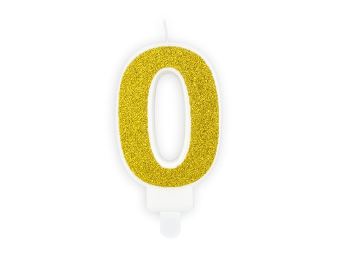 Number candle with glitter - 0 - 1 piece.