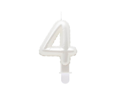 Pearl number candle white - 4 - four