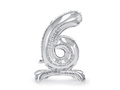 Foil balloon standing number 6 silver - 70 cm