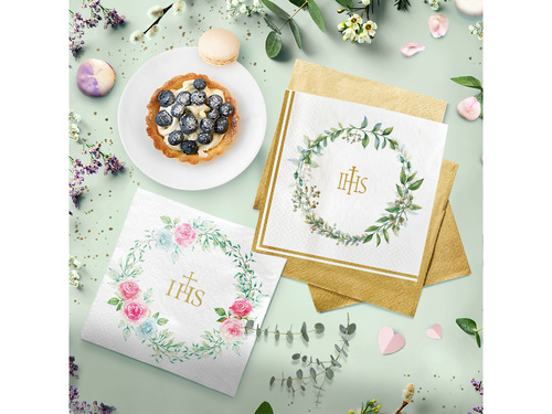 IHS communion napkins with leaves - 33 cm - 20 pcs.