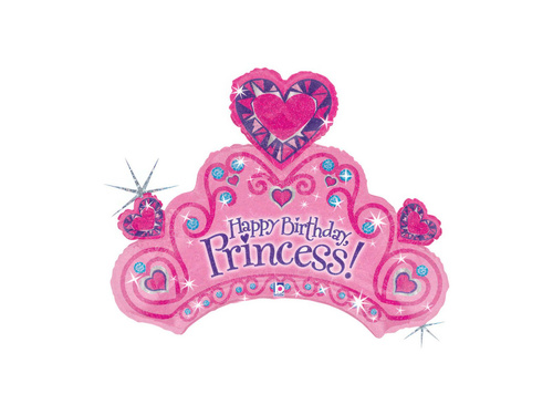 Balon foliowy kształt Tiary Happy Birthday - 31" - 1 szt.