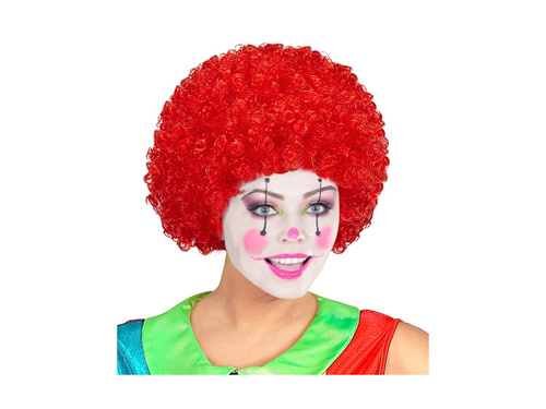 Peruka klauna czerwona włosy afro