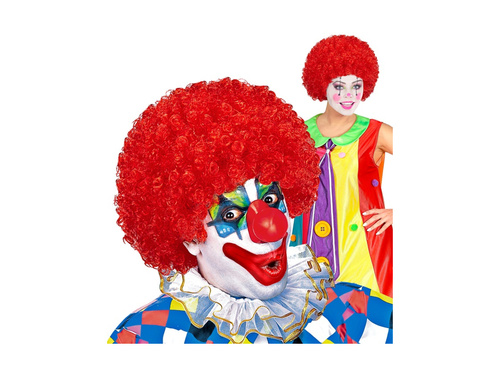 Peruka klauna czerwona włosy afro