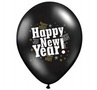 Black balloons with Happy New Year print for New Year's Eve - 37 cm - 6 pcs.
