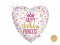 Balon foliowy serce Happy Birthday Princess - 46 cm - 1 szt.