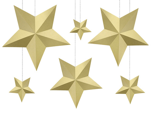 Hanging decoration Gold stars - 6 pcs.