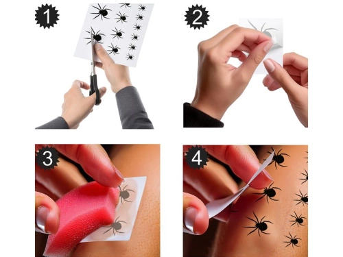 Tatuaże zmywalne Pająki - 16 szt.