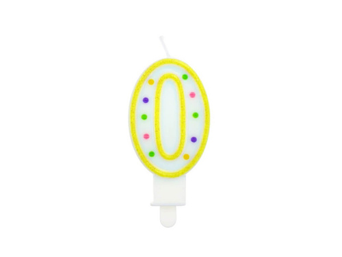 Candle number zero 0 with dots - 1 piece.