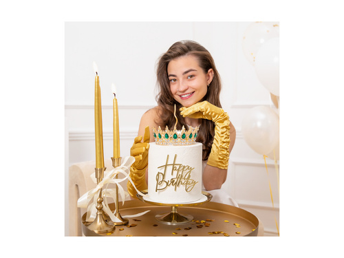 Korona na tort - 15 cm - złota z kryształkami - 1 szt.