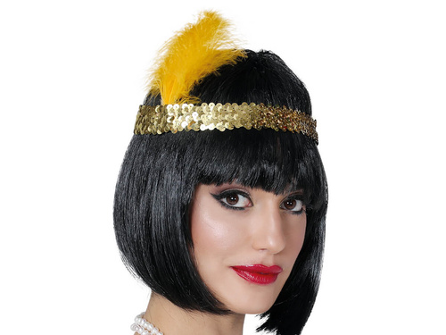 Gold Headband Retro with plume - 1 pc