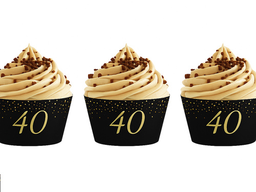 Sparkling cupcake liners for fortieth birthday - 6 pcs.