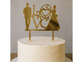 Gold mirrored plexiglass topper for Love cake with bride and groom - 16.5 cm