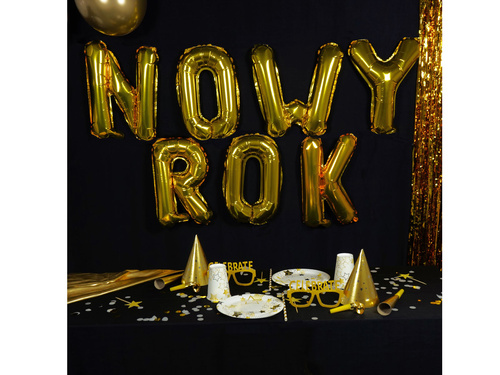 Mini Shape Nowy Rok Silver Foil Balloon - 35 cm - 7 pcs