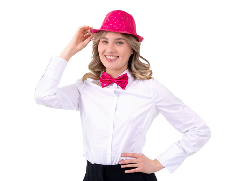 Kapelusz z cekinami różowy - 1 szt.