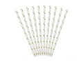 Słomki rurki białe w złote gwiazdki - 10 szt.