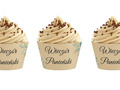 Cupcake pansies for bachelorette party with green kraft leaves - 6 pcs.