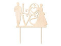Wooden cake topper Love with the bride and groom - 16.5 cm
