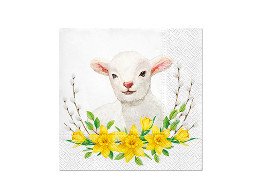 Easter napkins Lamb with daffodils - 33 cm - 20 pcs.