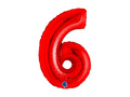 Balon foliowy cyfra 6 czerwony - 14" - 1 szt.