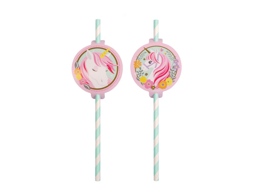 Birthday straws Pastel Unicorn - 19,7 cm - 8 pcs.