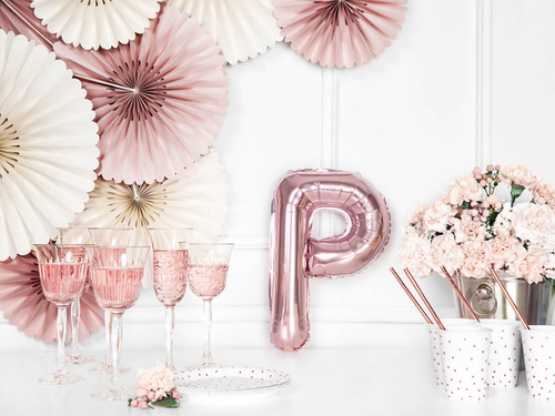 Foil balloon letter "P" pink and gold - 35 cm