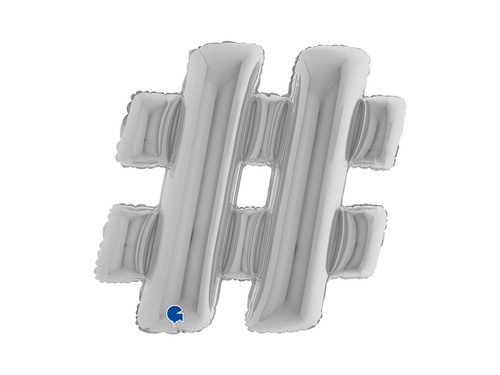 Balon foliowy znak specjalny # hashtag srebrny - 40" - 1 szt.