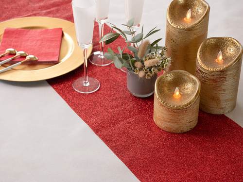 Decoration glitter table runner - red - 28 cm x 3 m - 1 pcs.