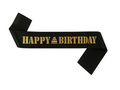 Szarfa urodzinowa Happy Birthday czarna - 1 szt.