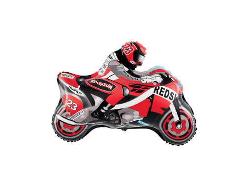 Balon foliowy Motocykl czerwony - 66x53 cm - 1 szt.