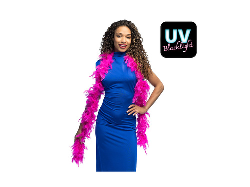 Szal BOA z piór - różowy UV - 180 cm