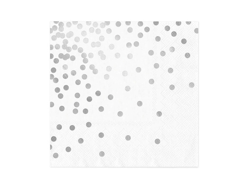 White napkins with silver dots - 33 cm - 10 pcs.