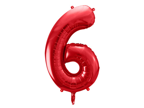 Foil balloon number 6 red - 86 cm - 1 pc.