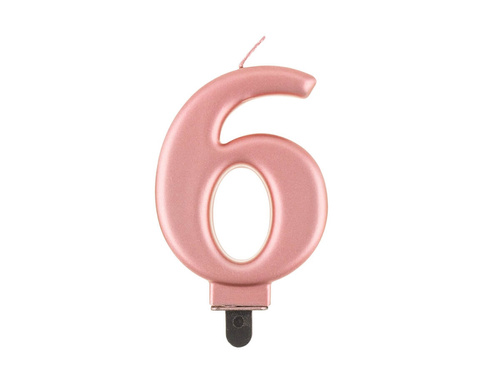 Metallic number candle rose gold - 6 - six