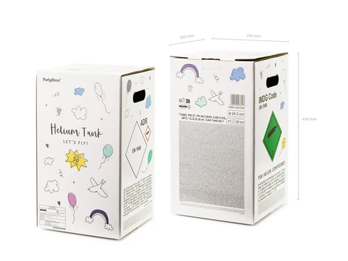 A set of self-filling 50 helium balloons - cylinder