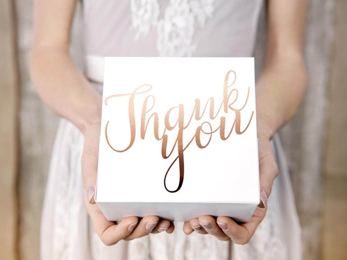 Decorative wedding cake box with the inscription Thank You - 10 pcs.