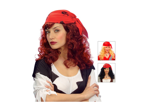 Peruka Piratka z chustą - 3 kolory - mix