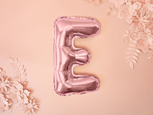 Foil balloon letter "E" pink and gold - 35 cm