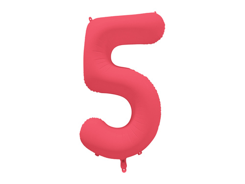 Large Number 5 Neon Red Foil Balloon - 86 x 70 cm - 1 pc