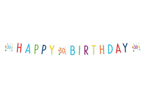 Happy Birthday banner for thirtieth Confetti - 180 cm - 1 pcs.