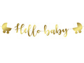 Baner z napisem Hello Baby złoty - 110 cm - 1 szt.