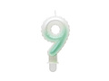 Pearl number candle white and green - 9 - nine
