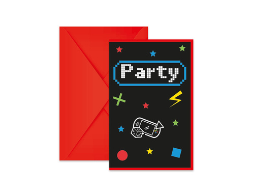 Gaming Party birthday invitations - 6 pcs.