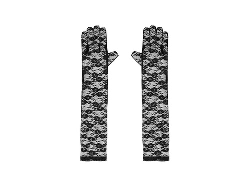 Czarne koronkowe rękawiczki - 40 cm - 1 para
